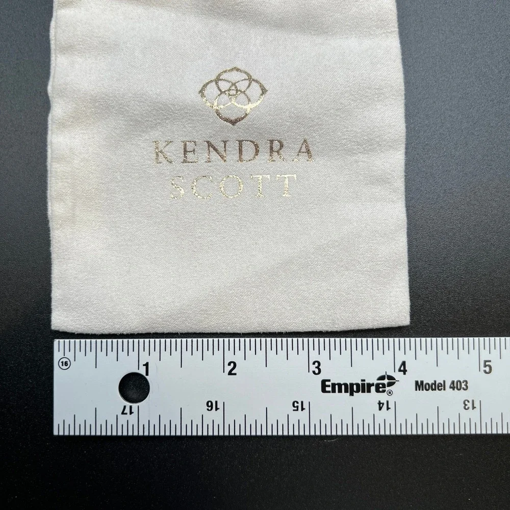 Kendra‎ Scott Jewelry Dust Bag Beige Gray Gold Logo Drawstring Pouch